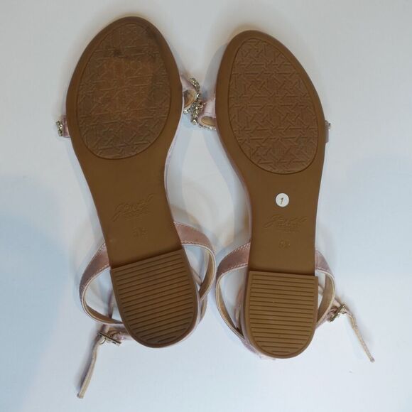 BADGLEY MISCHKA jewel flat sandals rose pink size 6.5 - Picture 9 of 10